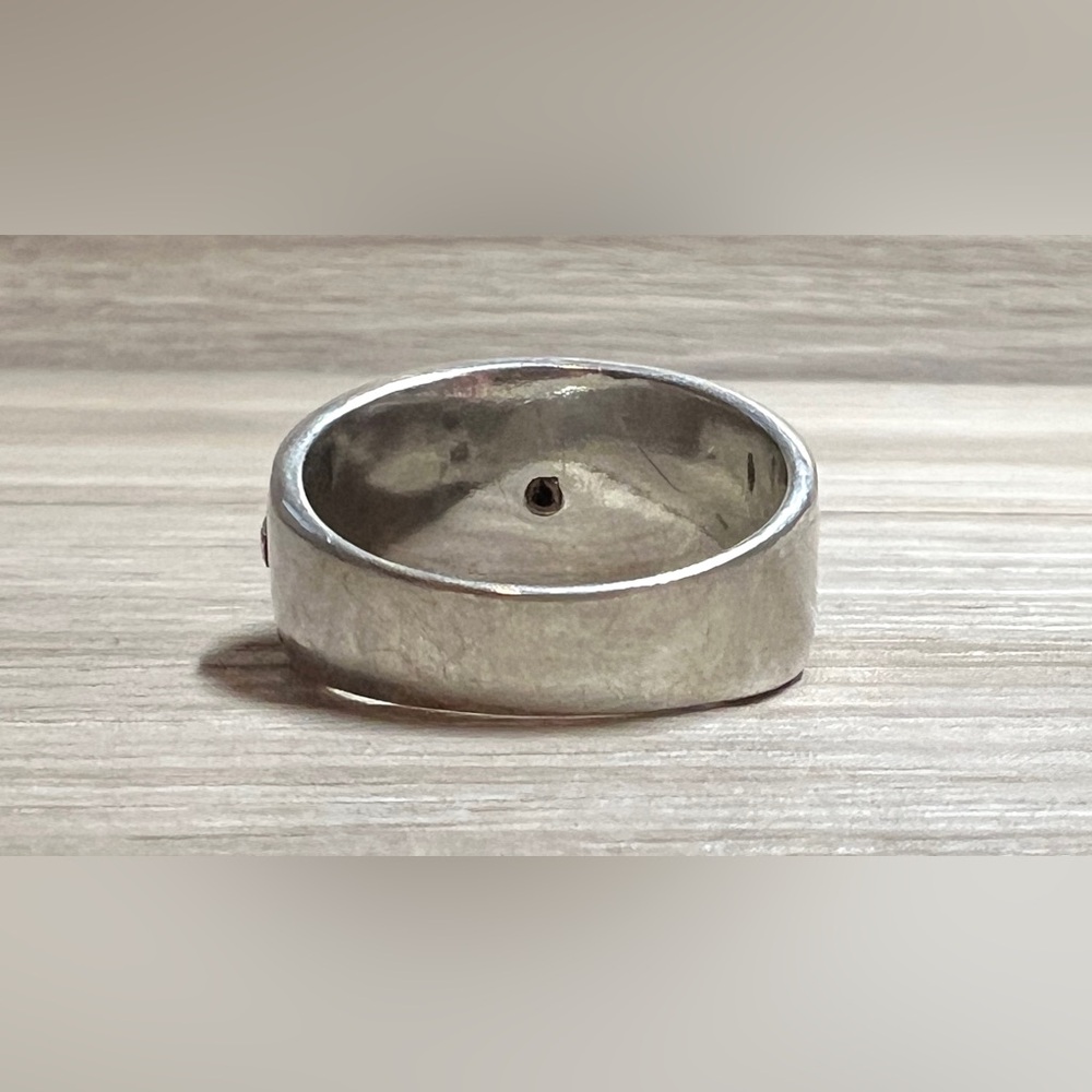 Sterling Silver & 18K Yellow Gold Organically Carved Modernist Dome Ring, Size 7 - Picture 5 of 10